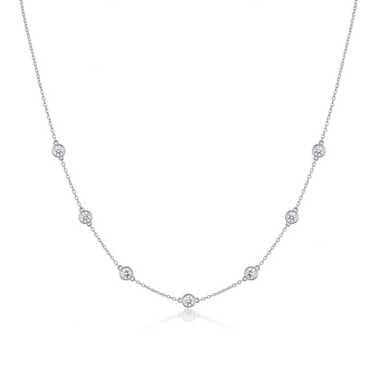 Lab Grown Diamond by the Yard Necklace 14K White Gold 3.00 ct