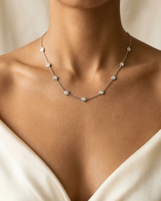 Lab Grown Diamond by the Yard Necklace 14K White Gold 3.00 ct