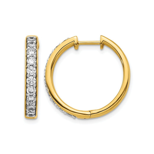 10k 1 carat Diamond Round Hinged Hoop Earrings