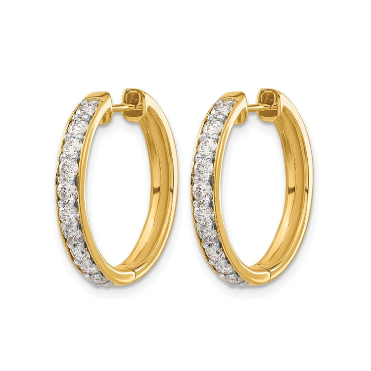 10k 1 carat Diamond Round Hinged Hoop Earrings