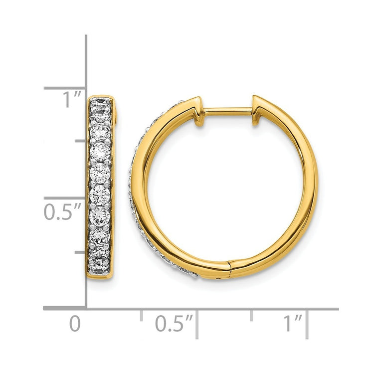 10k 1 carat Diamond Round Hinged Hoop Earrings