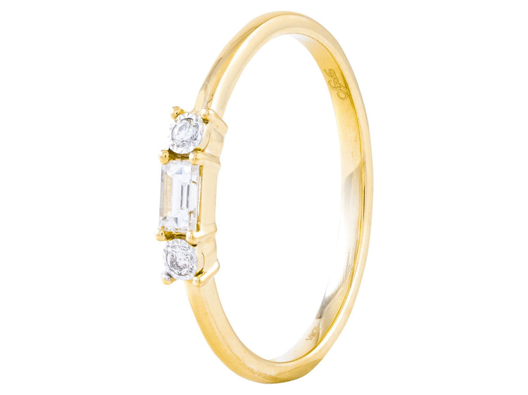 14KY 3-STONE RING W/ 0.14CTW