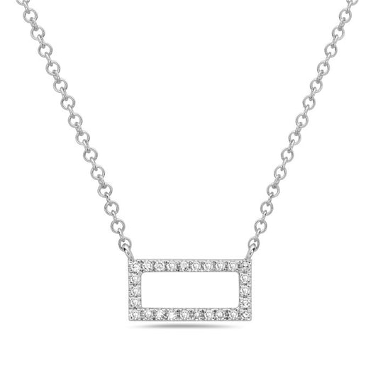 14K White Gold 0.07 CTW Diamond Rectangle Necklace