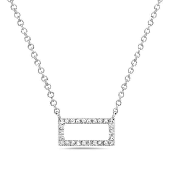 14K White Gold 0.07 CTW Diamond Rectangle Necklace