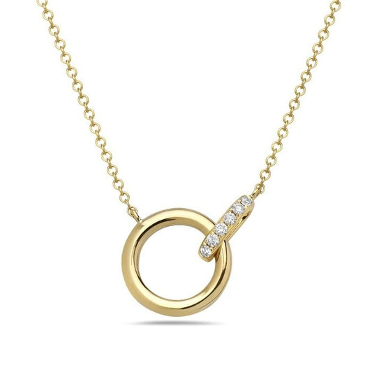 14K Yellow Gold 0.07 CTW Diamond Circle Pendant