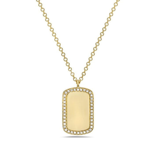 14K Yellow Gold 0.09 CTW Diamond Rectangle Necklace