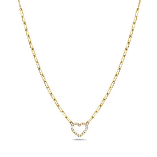 14K Yellow Gold 0.14 CTW Diamond Heart Necklace