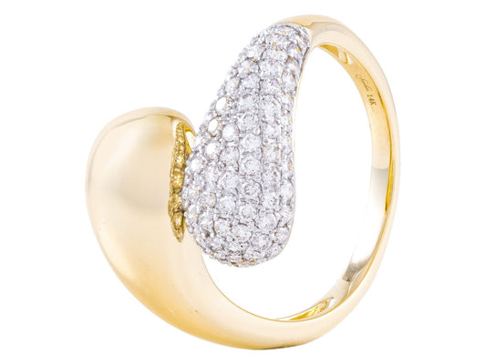 14K Yellow Gold Diamond Bypass Ring, 0.62 CTW