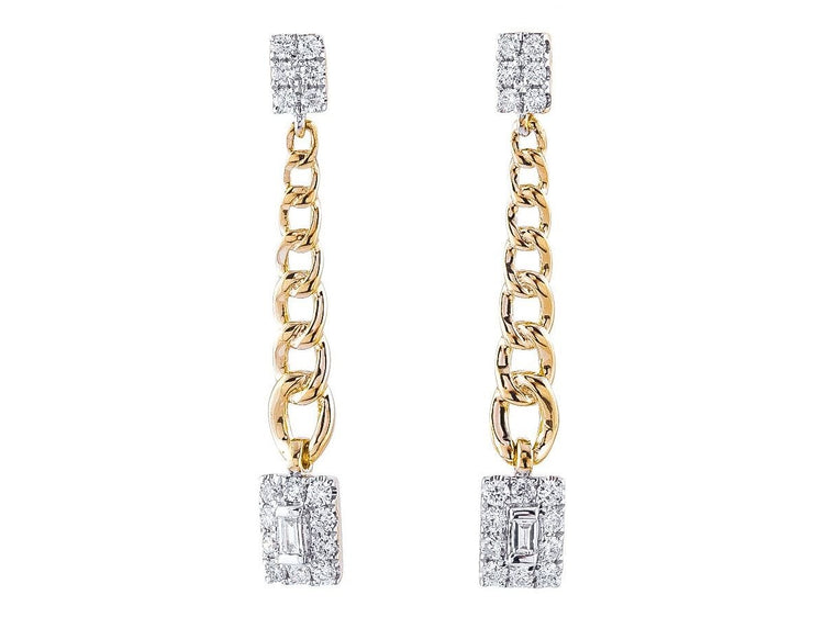 14K Yellow Gold Diamond Drop Chain Earrings, 0.42 CTW