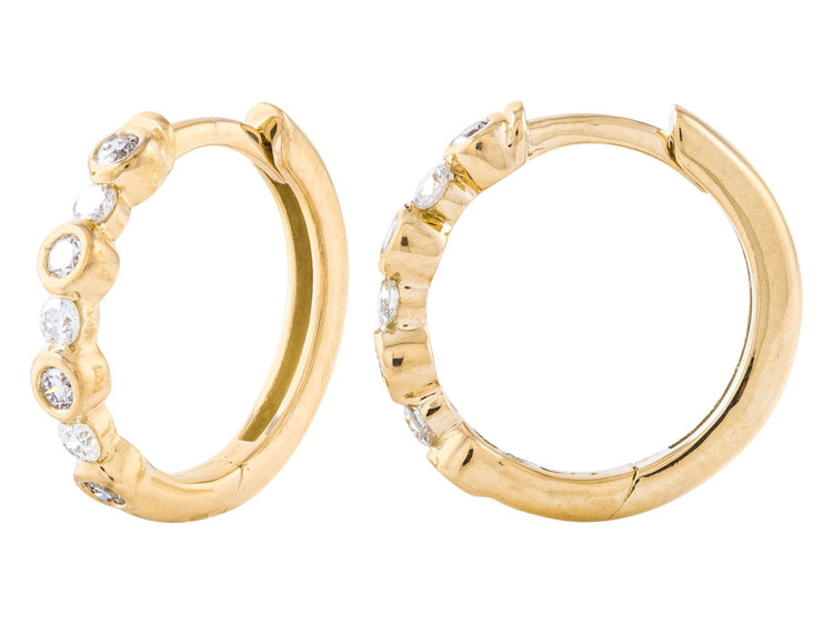 14K Yellow Gold Diamond Hoop Earrings, 0.21 CTW
