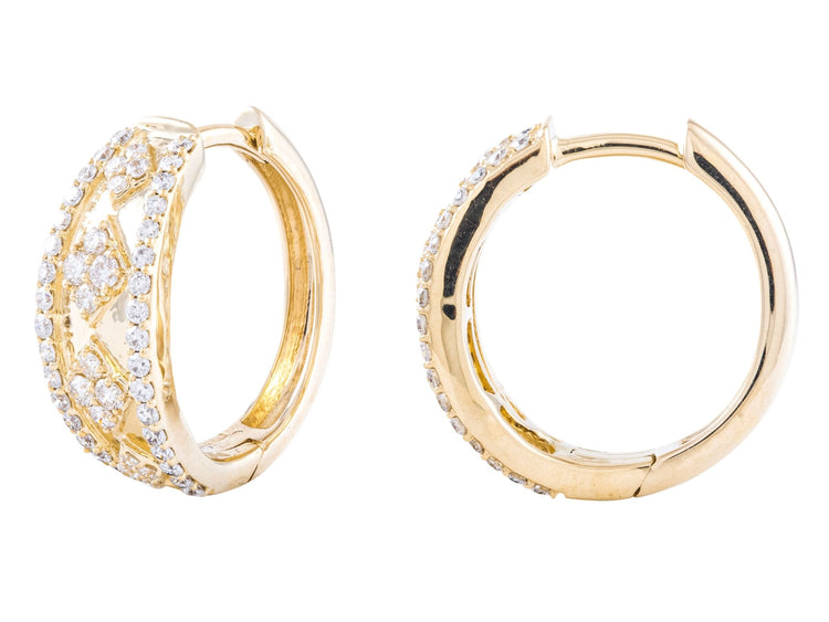 14K Yellow Gold Diamond Hoop Earrings, 0.54 CTW