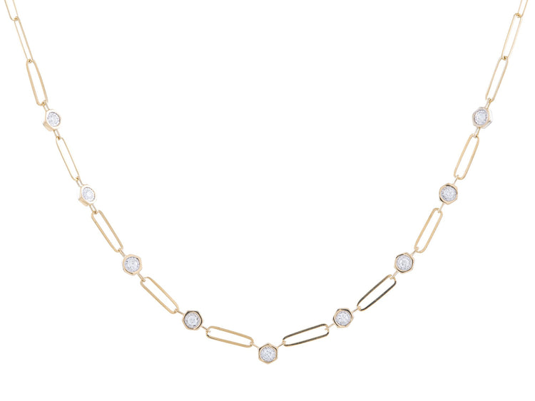 14K Yellow Gold 0.35 CTW Diamond Link Chain Necklace