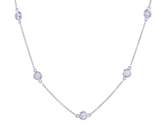 14K White Gold 1.01 CTW Diamonds by the Yard Necklace, 18 Inch