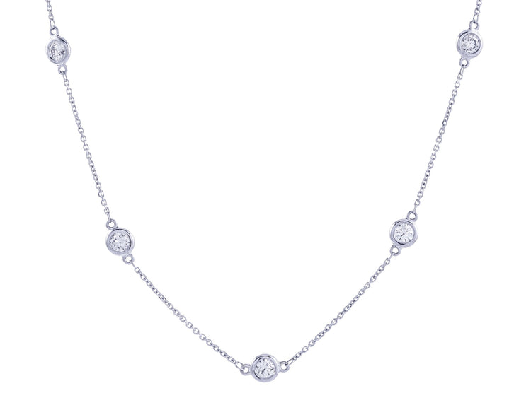 14K White Gold 1.01 CTW Diamonds by the Yard Necklace, 18 Inch