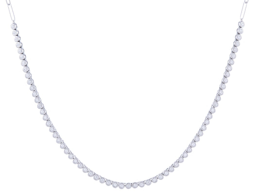 14K White Gold Bezel Diamond Paperclip Necklace, 0.98 CTW, 16 Inch