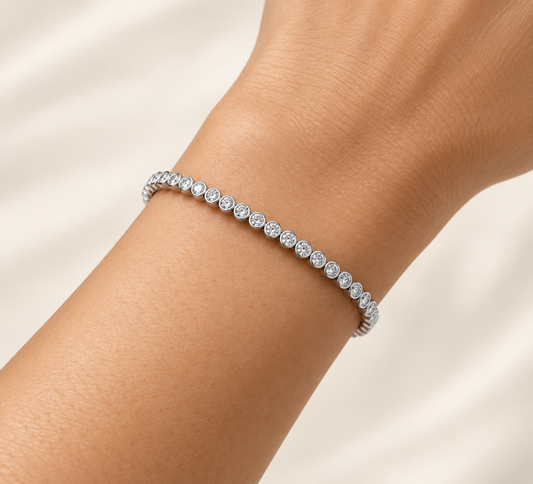 14K White Gold Lab-Grown Diamond Bezel Tennis Bracelet, 1.50 CTW