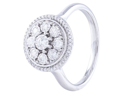 14K White Gold 0.29 CT Diamond Cluster Ring