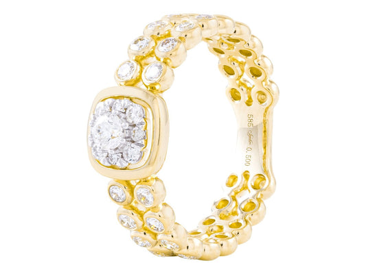 14K Yellow Gold Two Row Diamond Fashion Band, 0.50 CTW