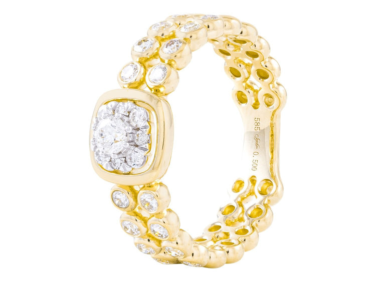 14K Yellow Gold Two Row Diamond Fashion Band, 0.50 CTW