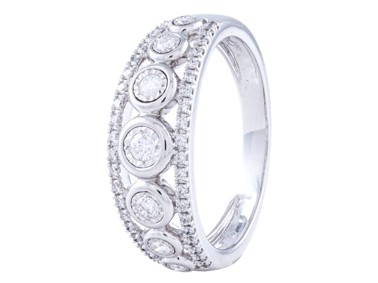 14K White Gold Bezel Set Diamond Band, 0.35 CTW
