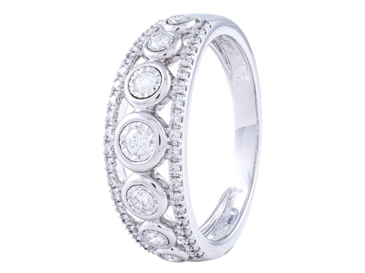 14K White Gold Bezel Set Diamond Band, 0.35 CTW
