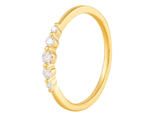 14K Yellow Gold 5-Stone Round Diamond Ring, 0.17 CTW