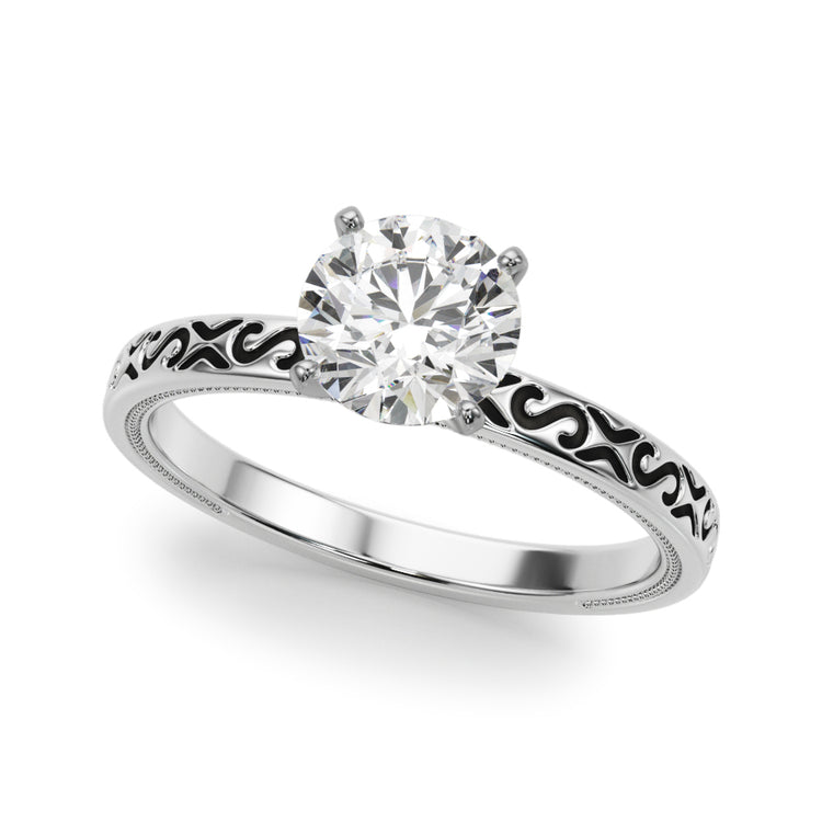 Vintage Inspired Solitaire Engagement Ring - 14K, Size 7.0 (Setting Only)