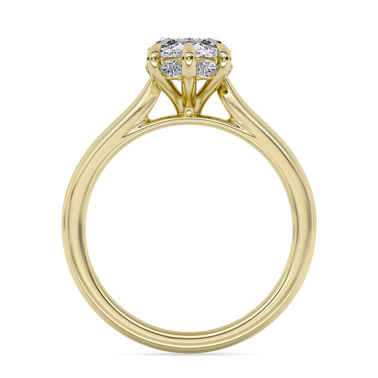 14k Yellow Gold 6-Prong Hidden Halo Engagement Ring, TrueNorth 2.50 ct Marquise Center, front view