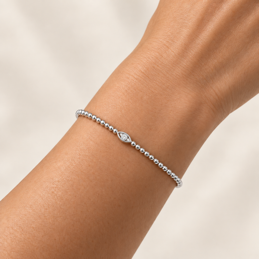 14K White Gold Lab-Grown Diamond Halo Station Bangle, 0.24 CTW