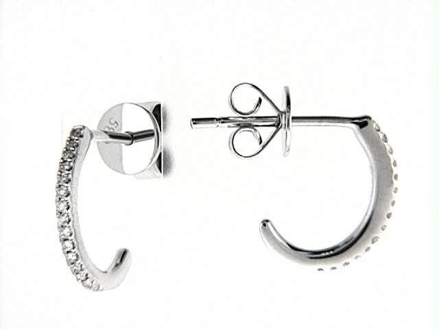 14K White Gold Diamond Earrings, 30 Round Diamonds 0.09 CTW