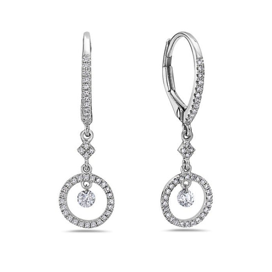 14K White Gold Diamond Hoop Earrings, 0.29 CTW