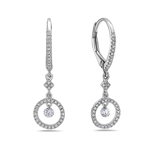 14K White Gold Diamond Hoop Earrings, 0.29 CTW