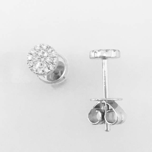 14K White Gold Diamond Earrings, 38 Round Diamonds 0.10 CTW