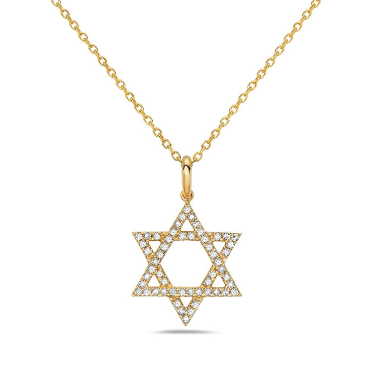 14K Yellow Gold Diamond Star of David Necklace .14 CTW