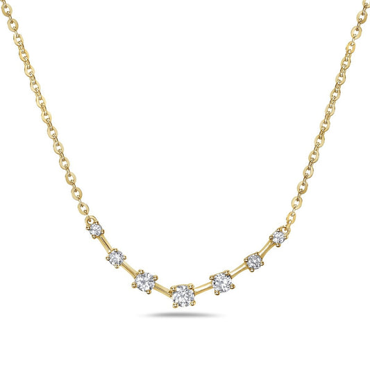 14K Yellow Gold Diamond Station Necklace .29 CTW