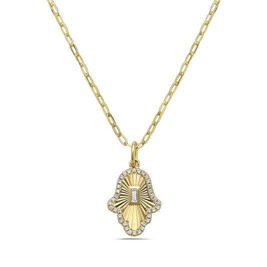 14K Yellow Gold Diamond Pendant Necklace .13 CTW