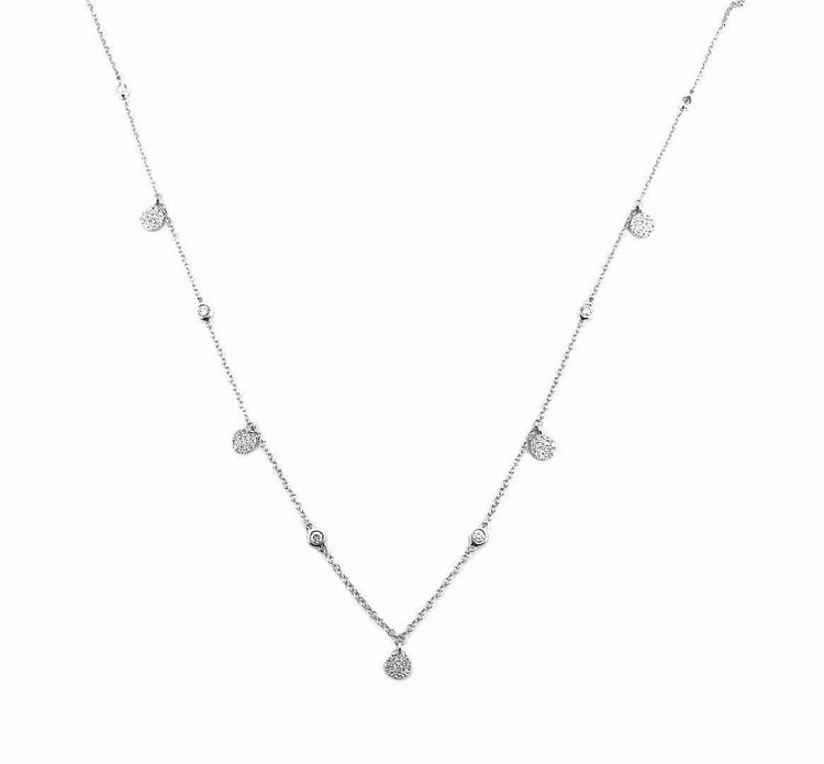 14K White Gold Diamond Necklace, 76 Round Diamonds 0.31 CTW