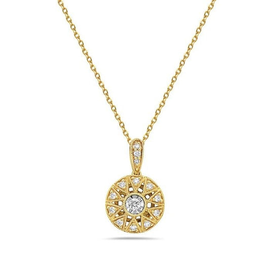 14K Yellow Gold Diamond Pendant, 0.12 CTW