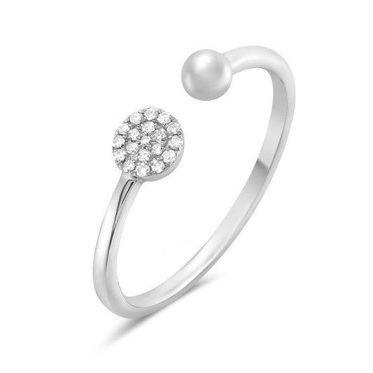 14K White Gold Pavé Diamond Ring, 0.05 CTW