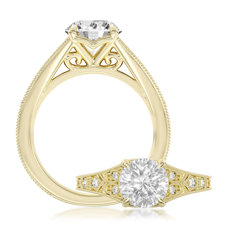 Vow by Lustig 14K Yellow Gold Diamond Semi-Mount Engagement Ring 0.08 CTW