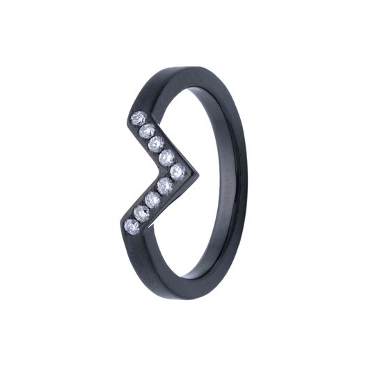 8.5MM Shaped Zirconium Men's Band with Channel-Set Lab Grown Diamonds
