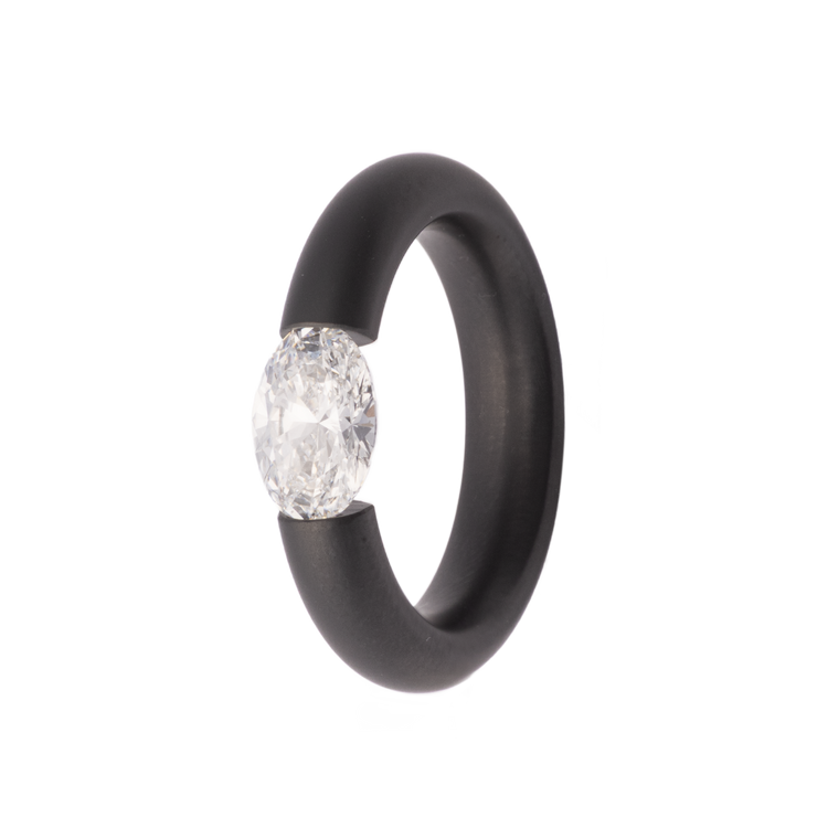 4.5MM Zirconium Tension Band with 1CT Oval Lab Grown Diamond