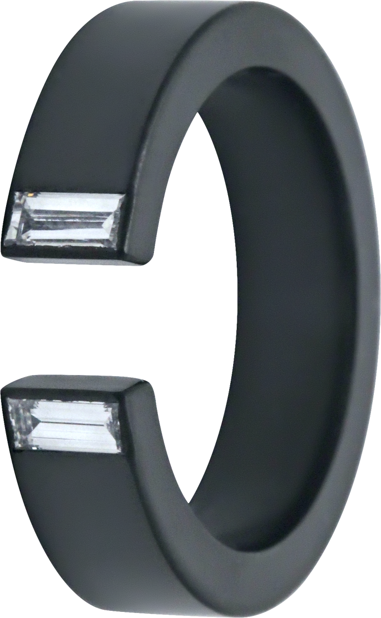 5MM Zirconium Open Band with Lab Grown Diamond Baguettes