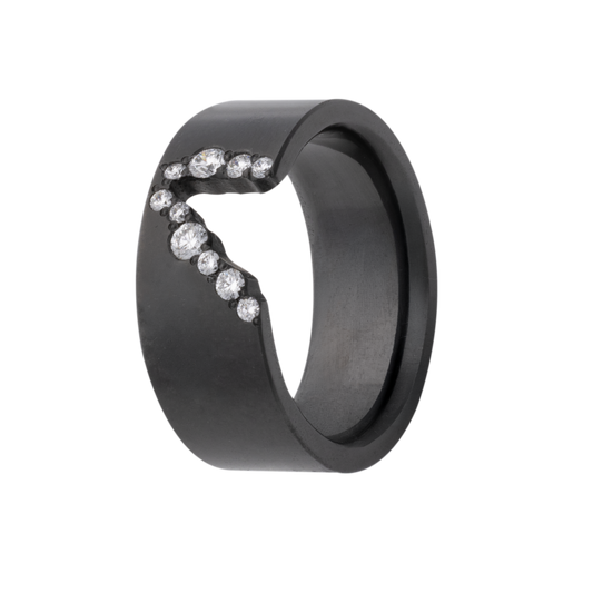 8MM Zirconium Men's Band with 10 Scattered Lab Grown Diamonds