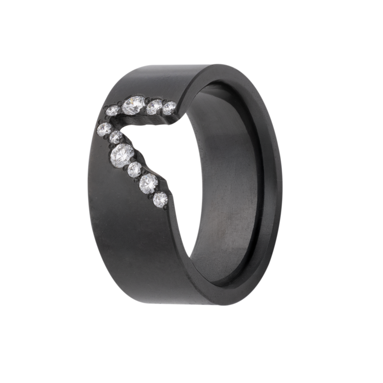 8MM Zirconium Men's Band with 10 Scattered Lab Grown Diamonds