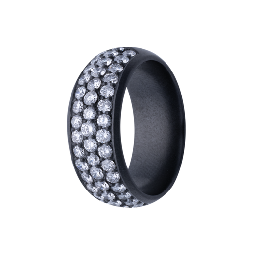 8MM Zirconium Bubble Dome Lab Grown Diamond Pave Men's Band
