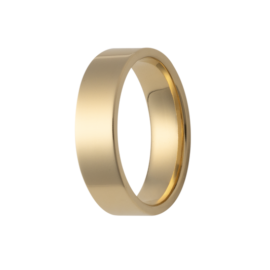 6MM Solid Gold Flat Polished Men's Wedding Band