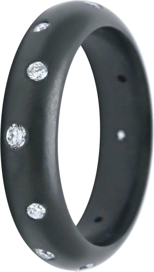 5MM Zirconium Bubble Dome Band with 12 Lab Grown Diamonds