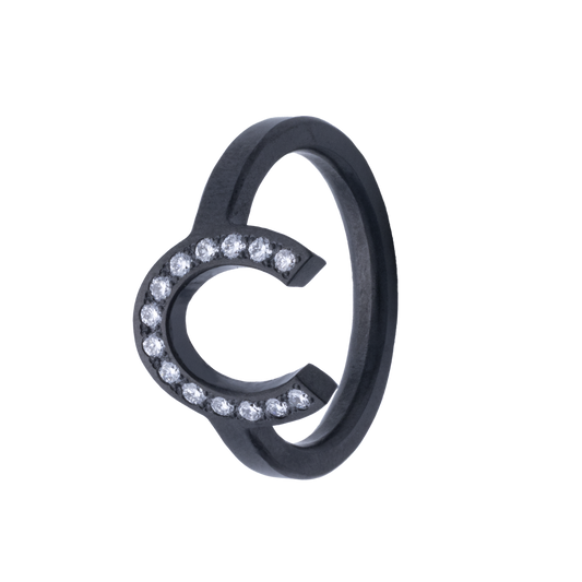12MM Shaped Zirconium Men's Band with Channel-Set Lab Grown Diamonds