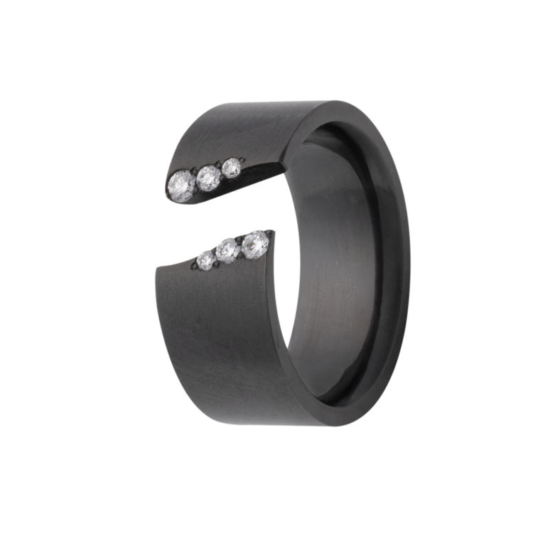 8MM Zirconium Men's Band with 6 Scattered Lab Grown Diamonds